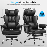 Chaise gaming ergonomique rembourrée — Lombaire & repose-pieds.