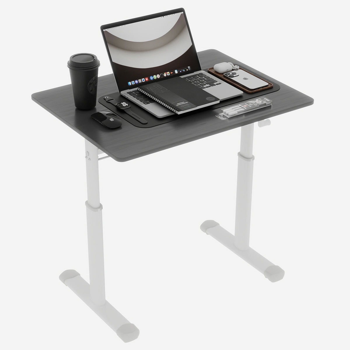 Bureau assis-debout à manivelle 80x60 cm — Compact & Multi-usage.