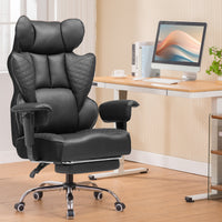 Chaise gaming ergonomique rembourrée — Lombaire & repose-pieds.
