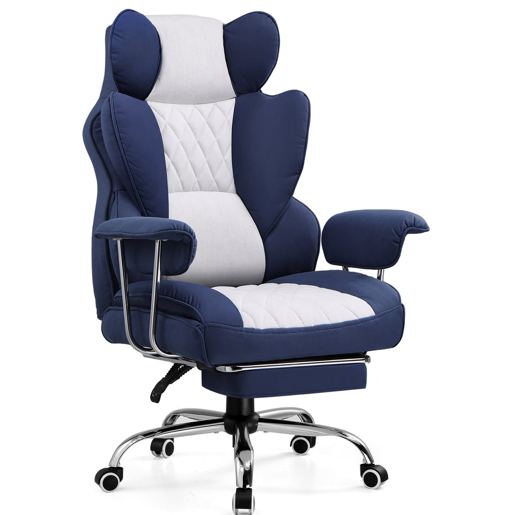 Chaise gaming ergonomique rembourrée — Lombaire & repose-pieds.