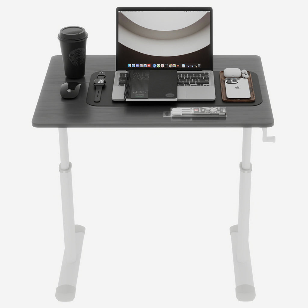 Bureau assis-debout à manivelle 80x60 cm — Compact & Multi-usage.