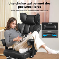 Chaise gaming ergonomique rembourrée — Lombaire & repose-pieds.