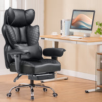 Chaise gaming ergonomique rembourrée — Lombaire & repose-pieds.