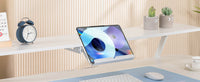 Bureau assis-debout électrique blanc — Tiroirs & supports tablette.Support pc.