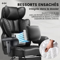 Chaise gaming ergonomique rembourrée — Lombaire & repose-pieds.