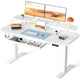 Bureau assis-debout électrique blanc — Tiroirs & supports tablette.Support pc.