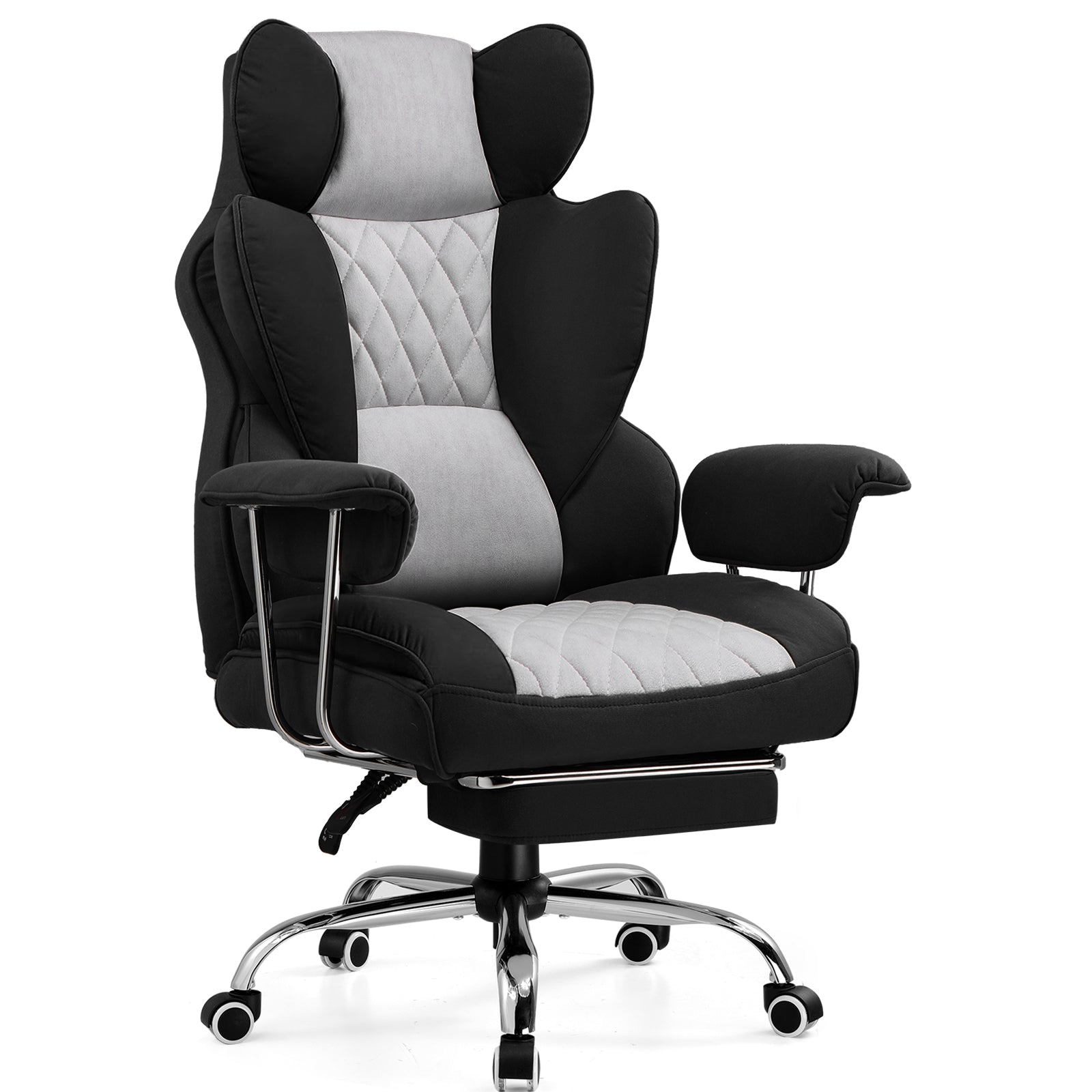 Chaise gaming ergonomique rembourrée — Lombaire & repose-pieds.
