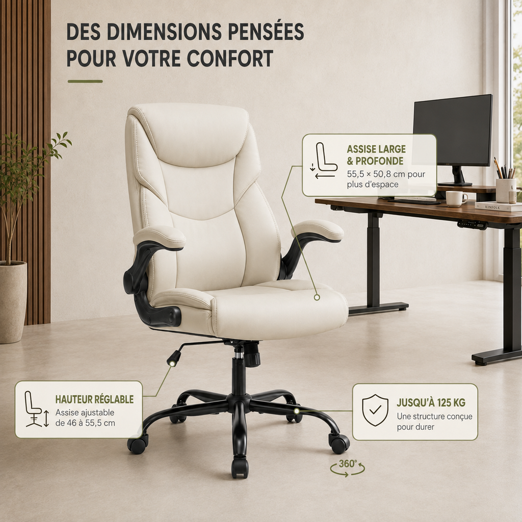 Chaise gaming à modifier ergonomique — Bascule & accoudoirs rembourrés. NOir