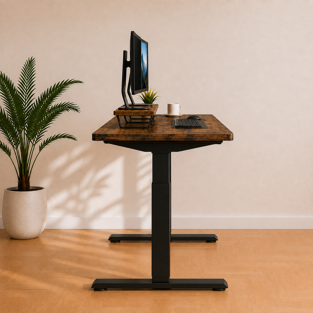 Bureau Assis-Debout Électrique 160x80 cm avec Tiroir & Support Écran