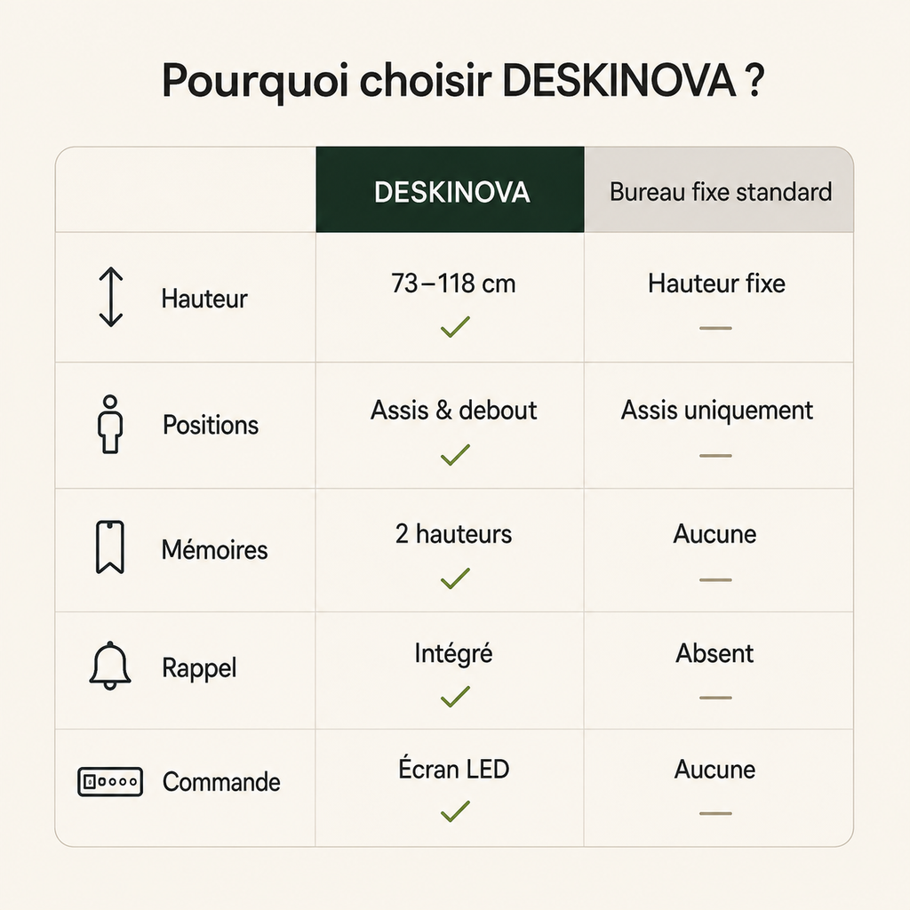 Bureau assis - debout électrique DESKINOVA