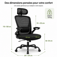 Chaise de bureau ergonomique en maille avec soutien lombaire – Noir