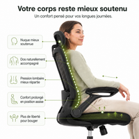 Chaise de bureau ergonomique en maille avec soutien lombaire – Noir