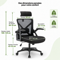 Fauteuil ergonomique bureau & gaming – Jusqu’à 150 kg