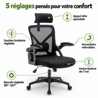 Fauteuil ergonomique bureau & gaming – Jusqu’à 150 kg