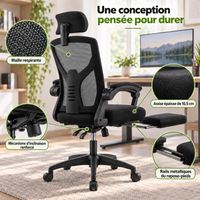 Fauteuil de bureau ergonomique inclinable 135° avec repose-pieds