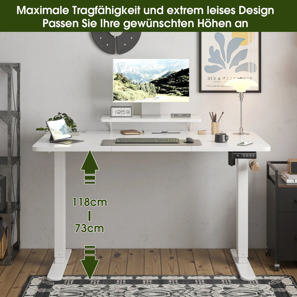 Bureau assis-debout électrique 160 × 70 cm avec support écran