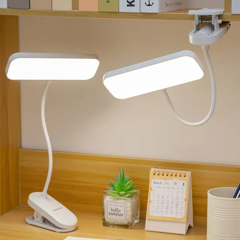 Lampe de bureau LED à chargement USB. à clipser. Bureau de dortoir et lampe de lecture de chambre à coucher