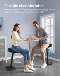 Tabouret assis-debout dynamique — Bascule 360° & hauteur réglable.