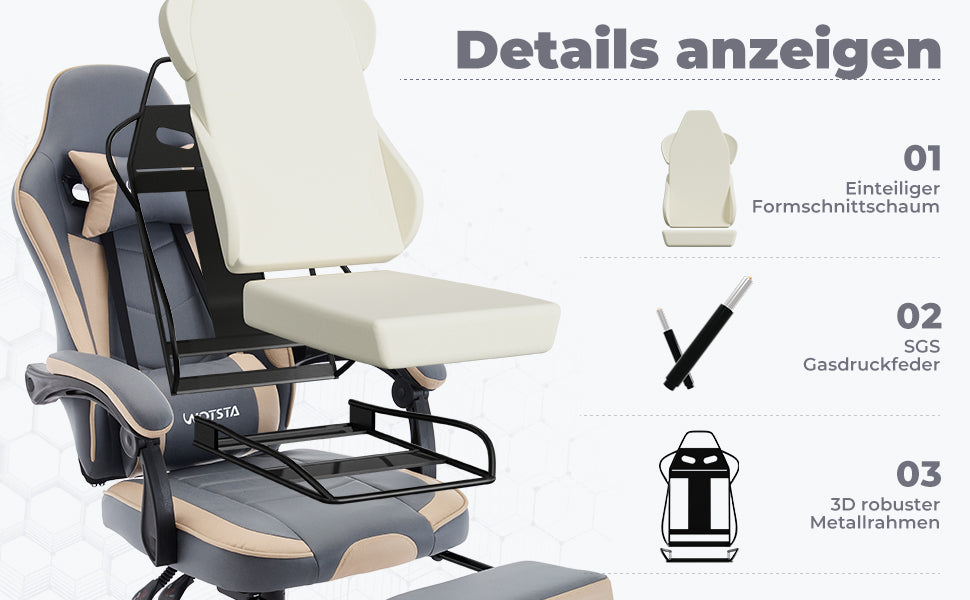 Chaise gaming ergonomique — Repose-pieds, lombaire & appui-tête.