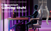 Chaise gaming ergonomique — Repose-pieds, lombaire & appui-tête.