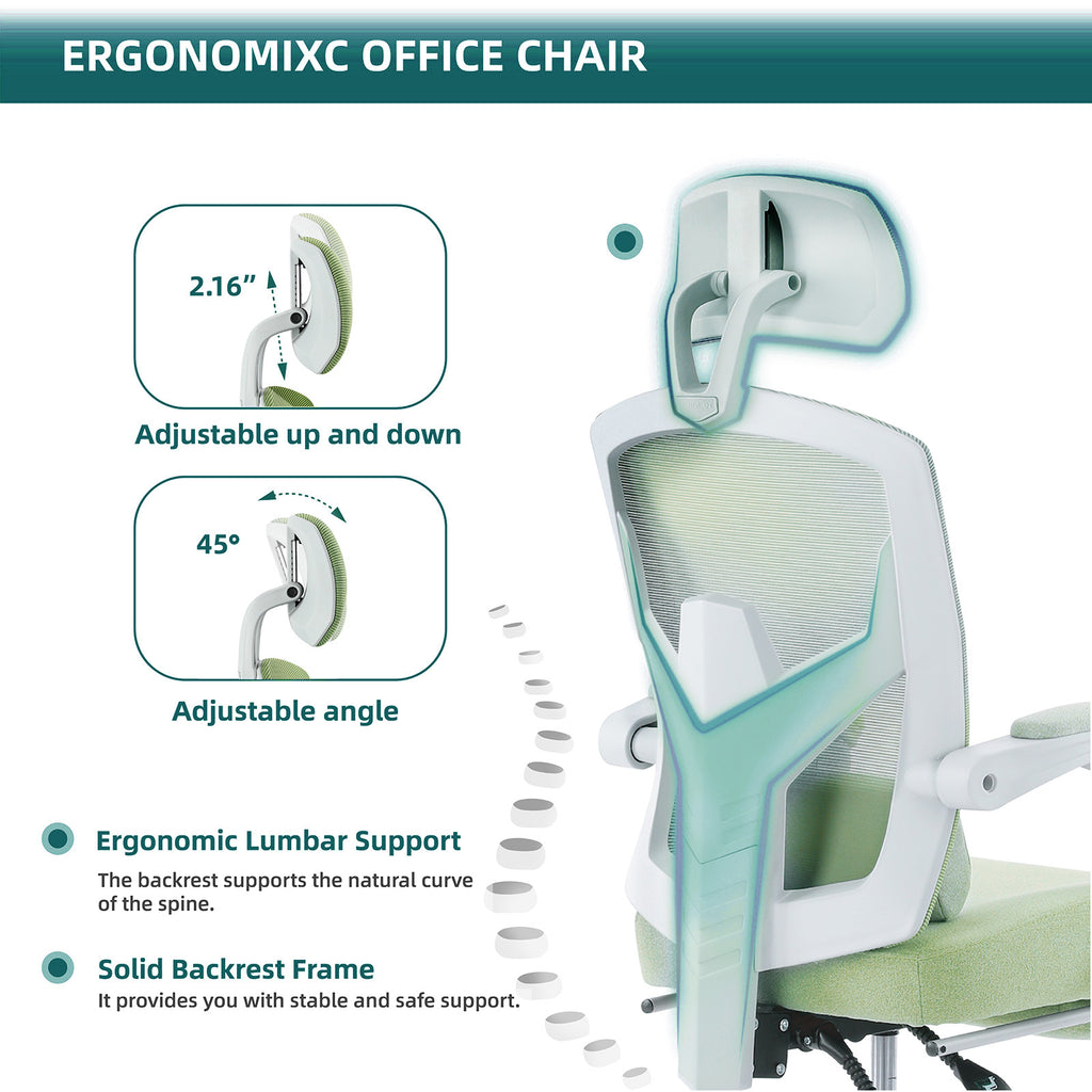 Chaise gaming ergonomique mesh — Dossier haut, lombaire & inclinable.