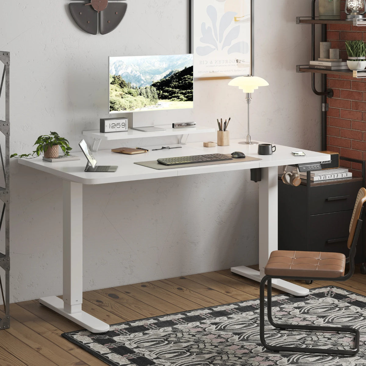 Bureau assis-debout électrique 160 × 70 cm avec support écran