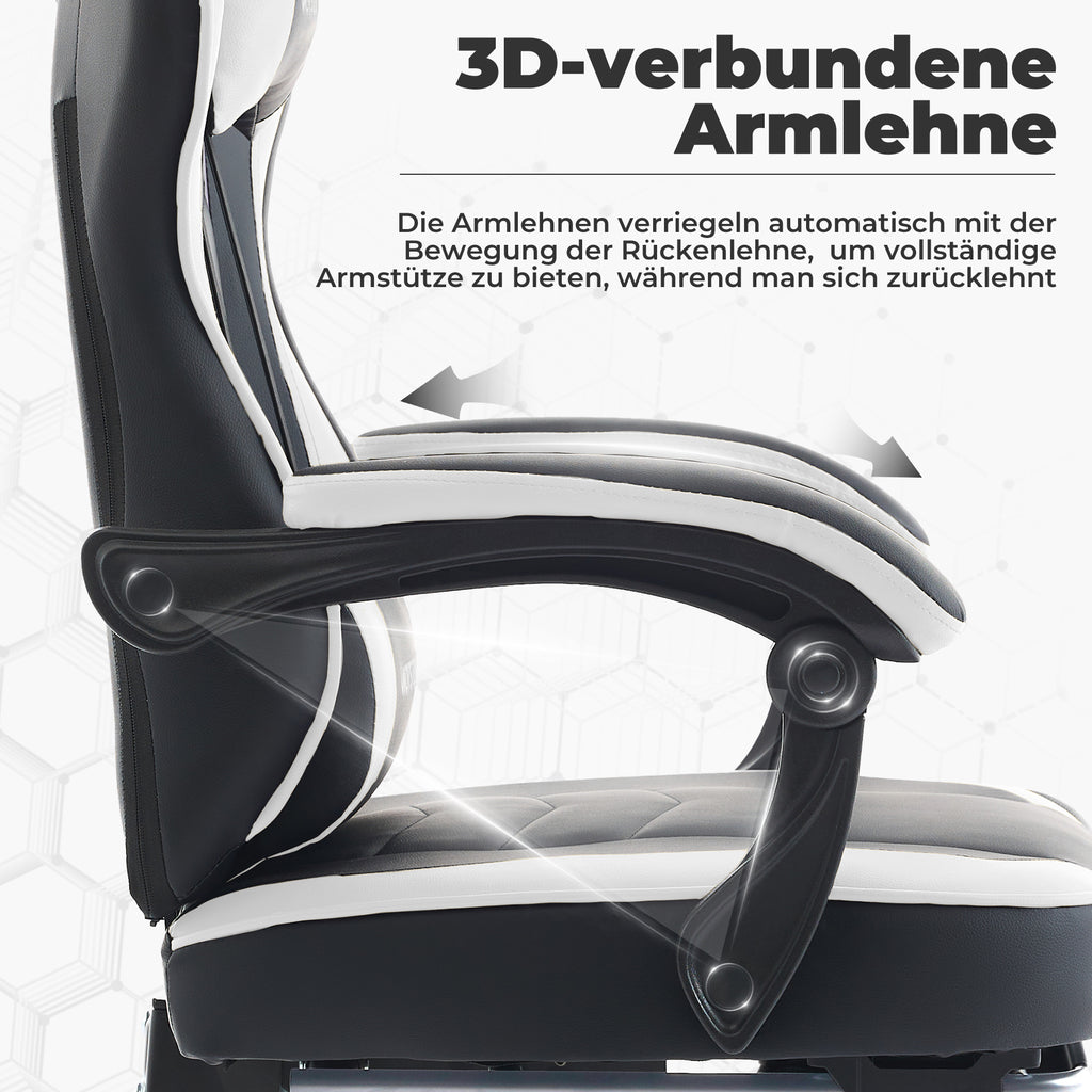 Chaise gaming ergonomique — Repose-pieds, lombaire & appui-tête.