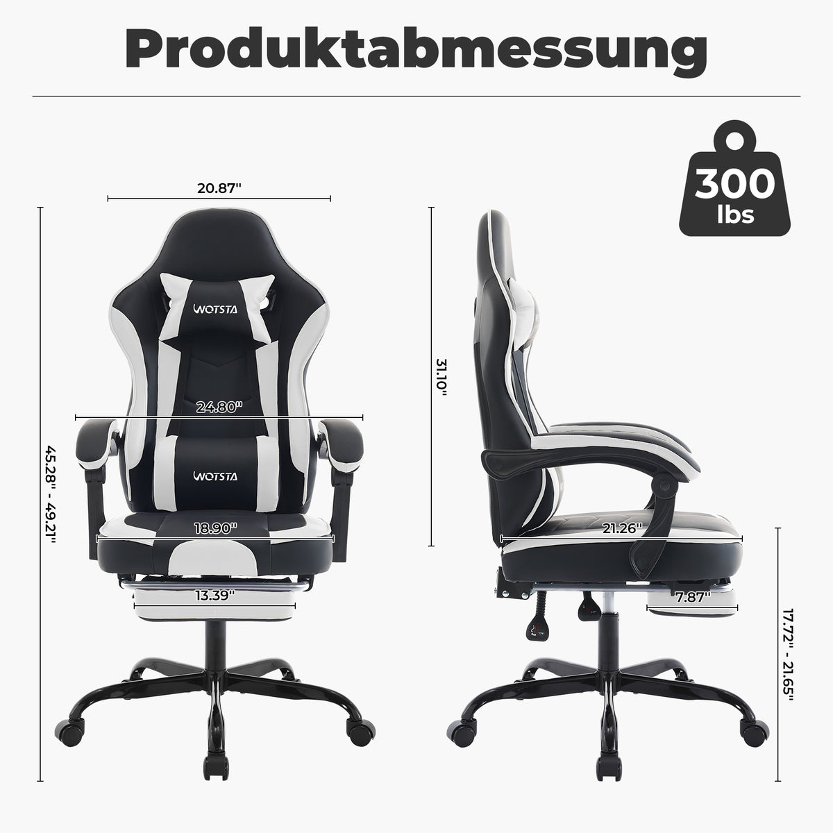 Chaise gaming ergonomique — Repose-pieds, lombaire & appui-tête.