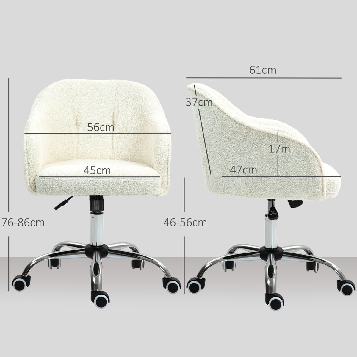 Fauteuil de bureau ergonomique crème — Hauteur réglable & Rembourré.