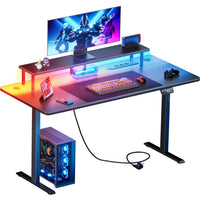 Bureau gaming assis-debout électrique — Prise intégrée & Programmable