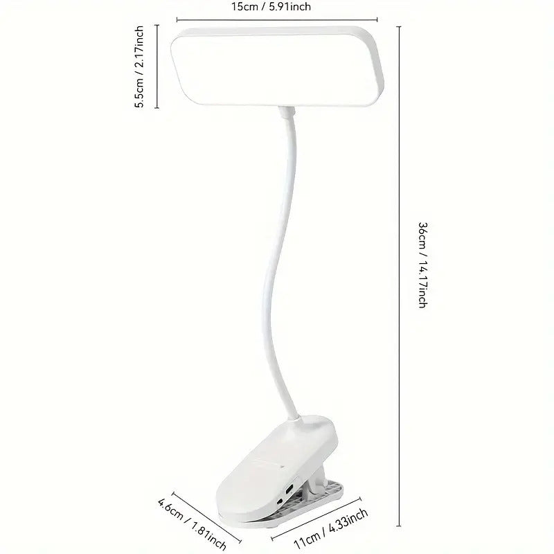 Lampe de bureau LED à chargement USB. à clipser. Bureau de dortoir et lampe de lecture de chambre à coucher
