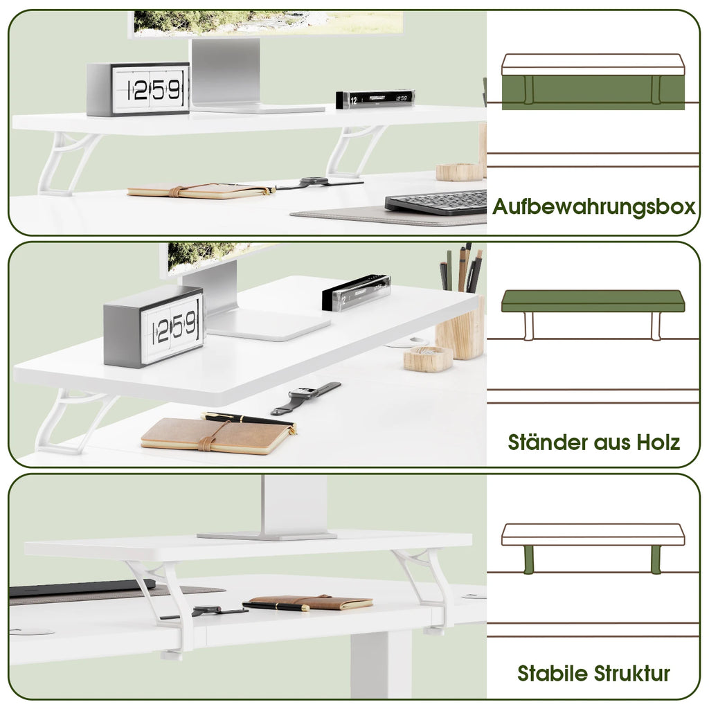 Bureau assis-debout électrique 160 × 70 cm avec support écran