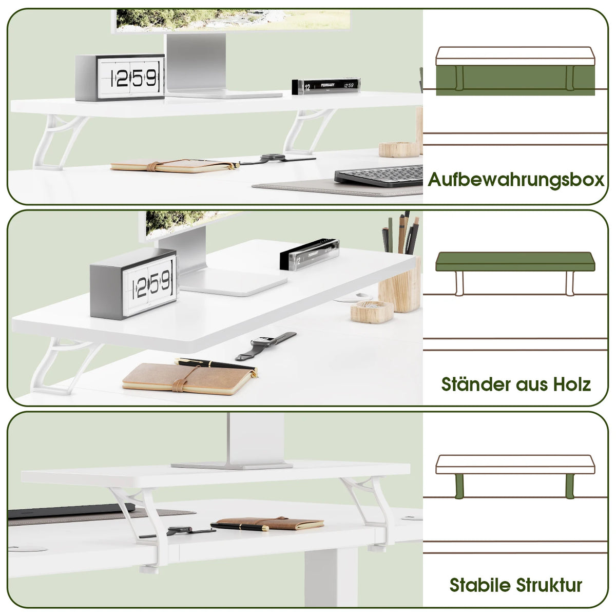 Bureau assis-debout électrique 160 × 70 cm avec support écran