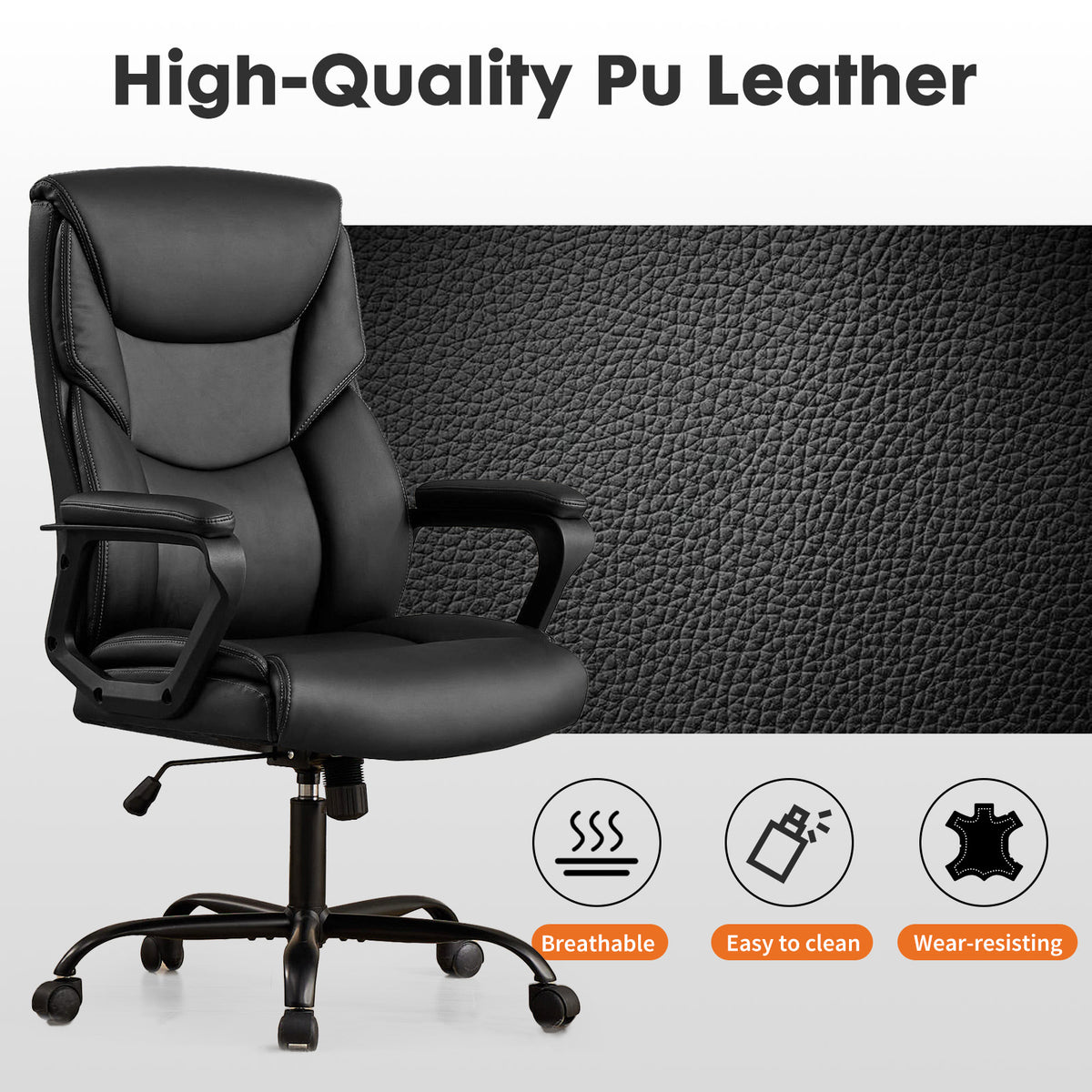 Chaise gaming cuir PU ergonomique — Bascule & accoudoirs rembourrés.