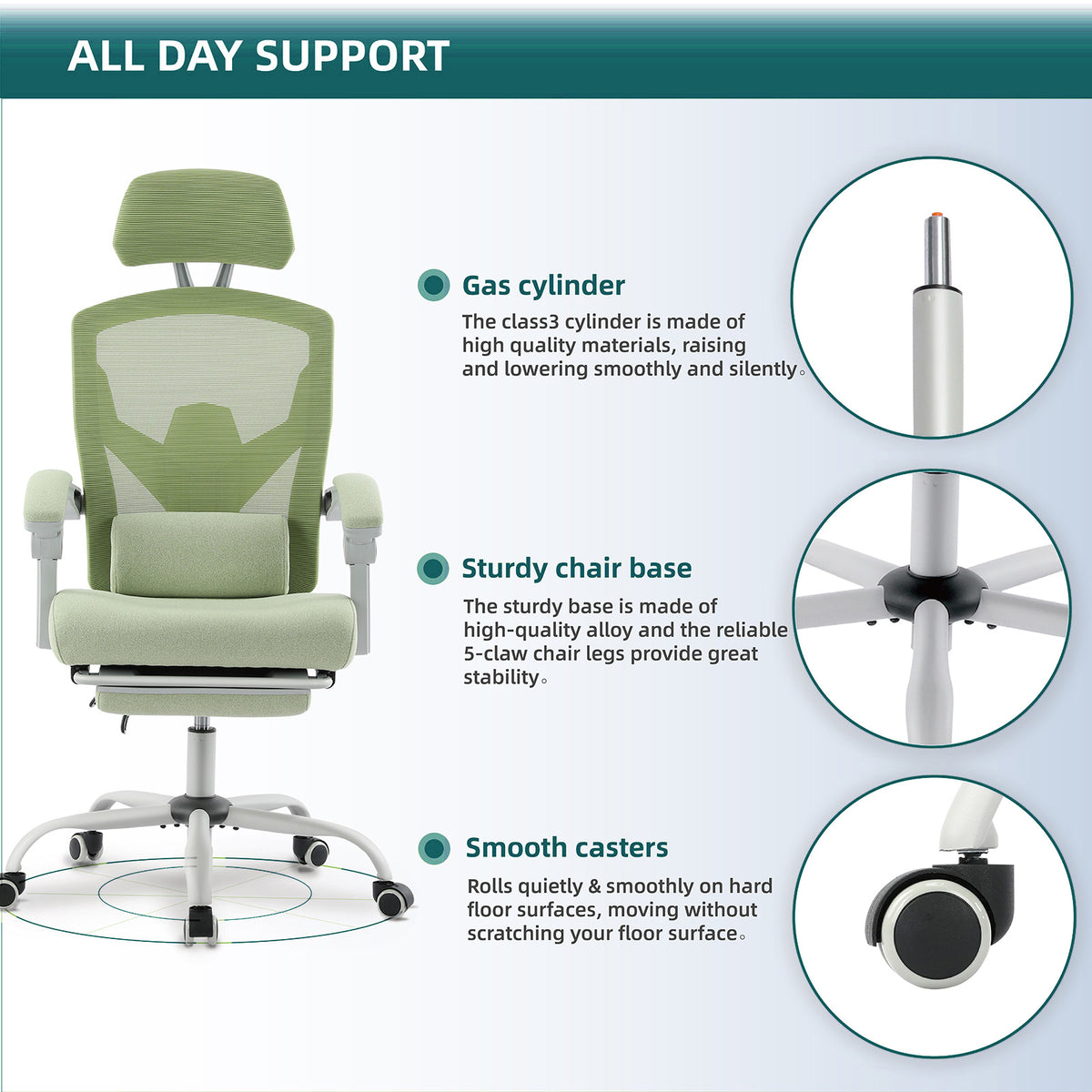 Chaise gaming ergonomique mesh — Dossier haut, lombaire & inclinable.