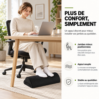 Repose-pieds ergonomique en mousse haute densité.