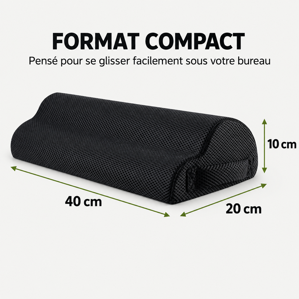 Repose-pieds ergonomique en mousse haute densité.