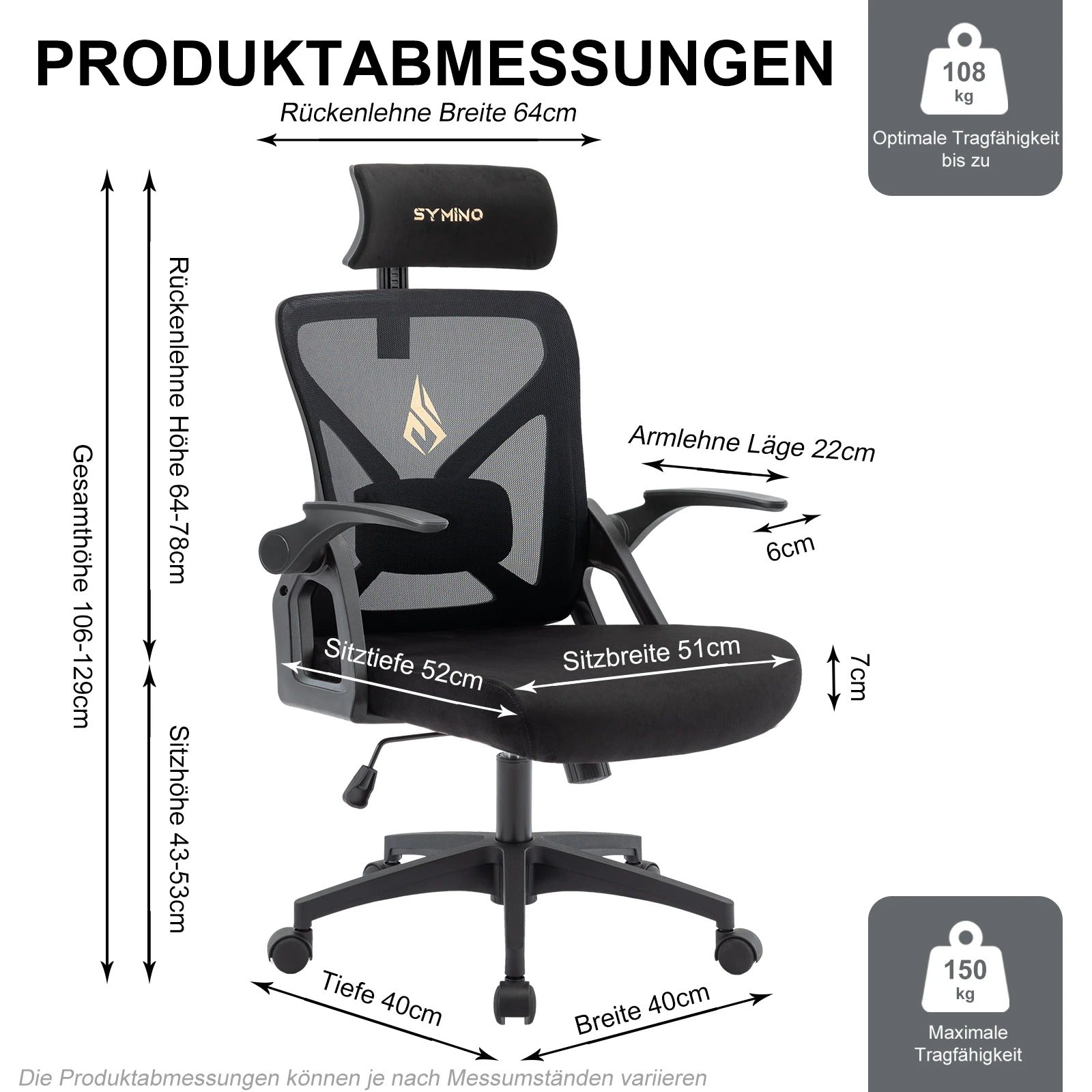 Chaise de bureau avec appui-tête réglable, accoudoirs, soutien lombaire - ergonomique, fonction à bascule rotative