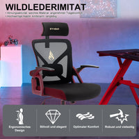Chaise de bureau avec appui-tête réglable, accoudoirs, soutien lombaire - ergonomique, fonction à bascule rotative