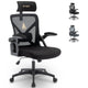 Chaise de bureau avec appui-tête réglable, accoudoirs, soutien lombaire - ergonomique, fonction à bascule rotative