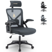 Chaise de bureau avec appui-tête réglable, accoudoirs, soutien lombaire - ergonomique, fonction à bascule rotative